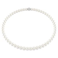 Matrix necklace, Crystal pearl, White, Rhodium plated by SWAROVSKI