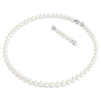 Matrix necklace, Crystal pearl, White, Rhodium plated by SWAROVSKI