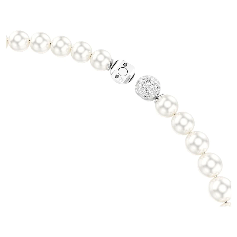 Matrix necklace, Crystal pearl, White, Rhodium plated by SWAROVSKI