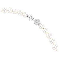 Matrix necklace, Crystal pearl, White, Rhodium plated by SWAROVSKI