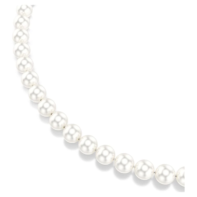 Matrix necklace, Crystal pearl, White, Rhodium plated by SWAROVSKI