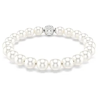 Matrix bracelet, Crystal pearl, White, Rhodium plated by SWAROVSKI