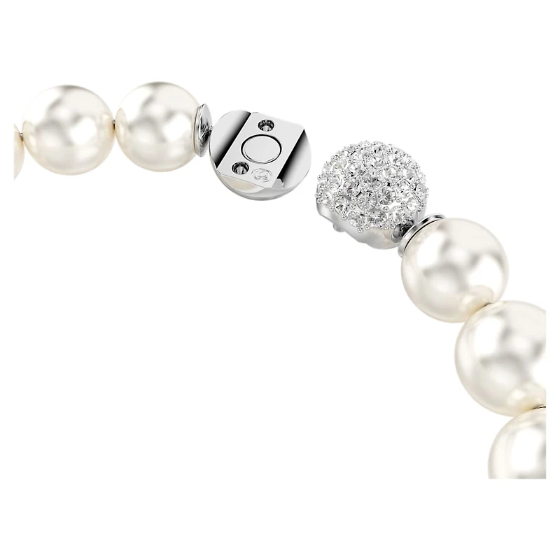 Matrix bracelet, Crystal pearl, White, Rhodium plated by SWAROVSKI