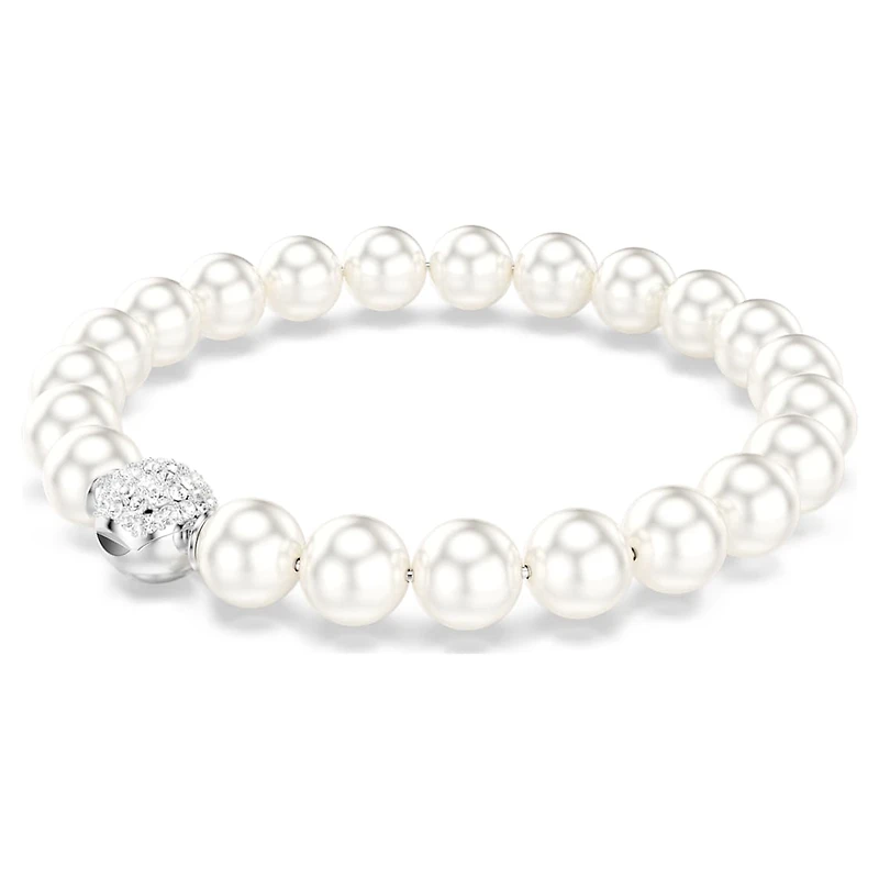 Matrix bracelet, Crystal pearl, White, Rhodium plated by SWAROVSKI