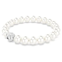Matrix bracelet, Crystal pearl, White, Rhodium plated by SWAROVSKI