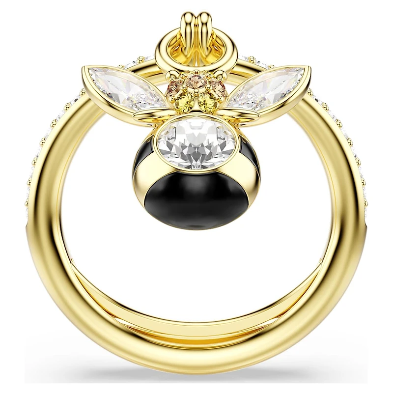 Idyllia motif ring, Mixed cuts, Bee, Multicoloured, Gold-tone plated by SWAROVSKI