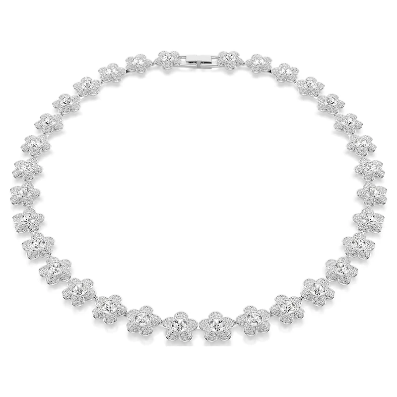 Ariana Grande x Swarovski necklace, Round cut, Flower, White, Rhodium plated by SWAROVSKI