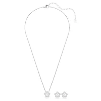 Ariana Grande x Swarovski set, Crystal pearl, Round cut, Flower, White, Rhodium plated by SWAROVSKI