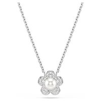 Ariana Grande x Swarovski set, Crystal pearl, Round cut, Flower, White, Rhodium plated by SWAROVSKI