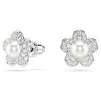 Ariana Grande x Swarovski set, Crystal pearl, Round cut, Flower, White, Rhodium plated by SWAROVSKI