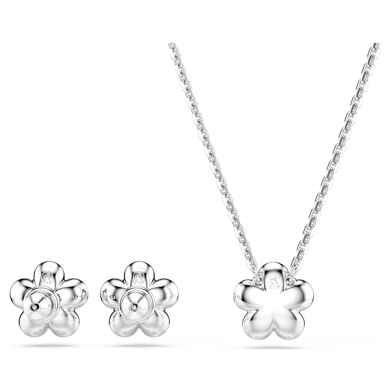 Ariana Grande x Swarovski set, Crystal pearl, Round cut, Flower, White, Rhodium plated by SWAROVSKI