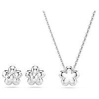 Ariana Grande x Swarovski set, Crystal pearl, Round cut, Flower, White, Rhodium plated by SWAROVSKI