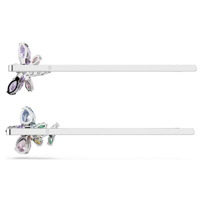 Ariana Grande x Swarovski hair pin, Mixed cuts, Dragonfly, flower, Multicoloured, Rhodium plated by SWAROVSKI