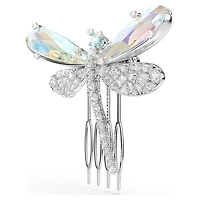 Ariana Grande x Swarovski brooch and hair accessory, Crystal pearl, Mixed cuts, Dragonfly, White, Rhodium plated by SWAROVSKI