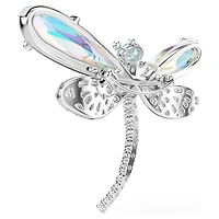 Ariana Grande x Swarovski brooch and hair accessory, Crystal pearl, Mixed cuts, Dragonfly, White, Rhodium plated by SWAROVSKI