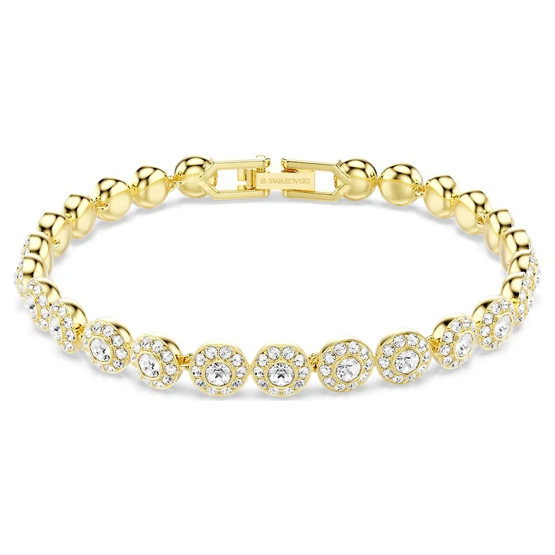 Una Angelic bracelet, Round cut, White, Gold-tone plated by SWAROVSKI