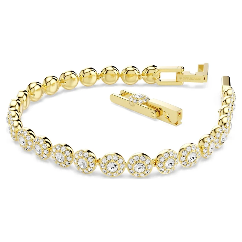 Una Angelic bracelet, Round cut, White, Gold-tone plated by SWAROVSKI
