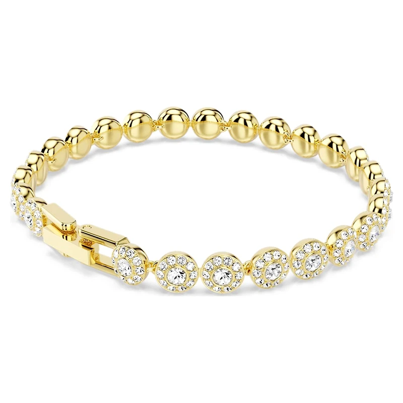 Una Angelic bracelet, Round cut, White, Gold-tone plated by SWAROVSKI
