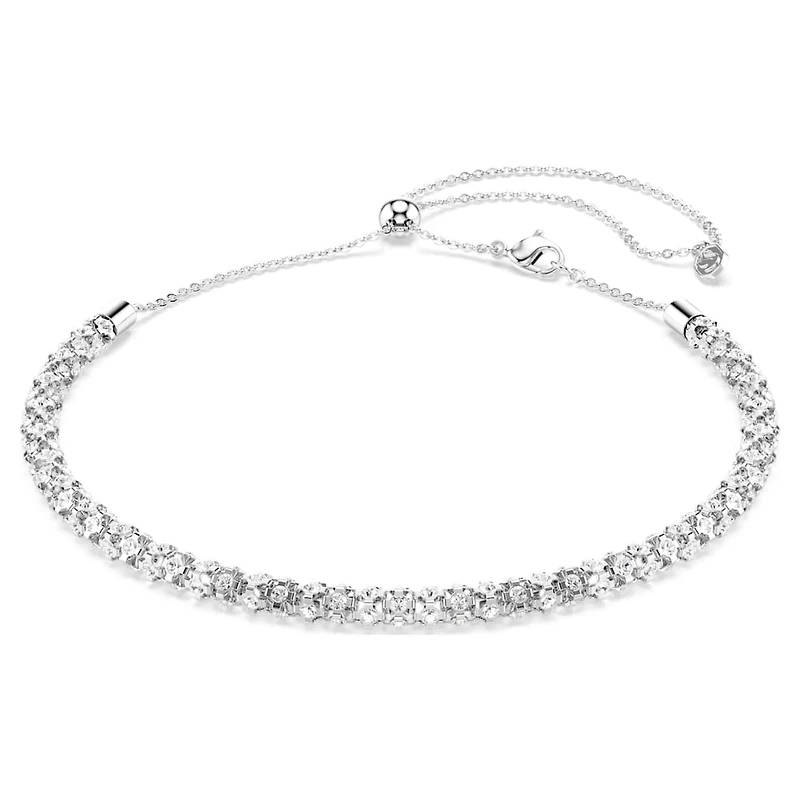 Dextera necklace, Round cut, White, Stainless steel by SWAROVSKI