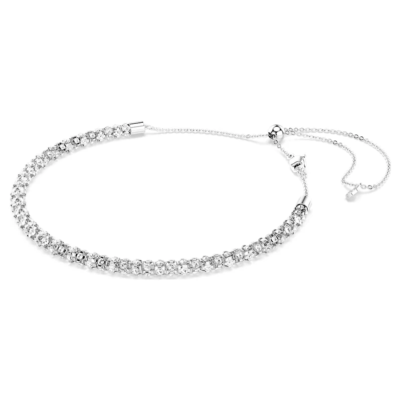 Dextera necklace, Round cut, White, Stainless steel by SWAROVSKI
