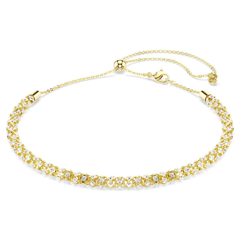 Dextera necklace, Round cut, White, Gold-tone finish by SWAROVSKI