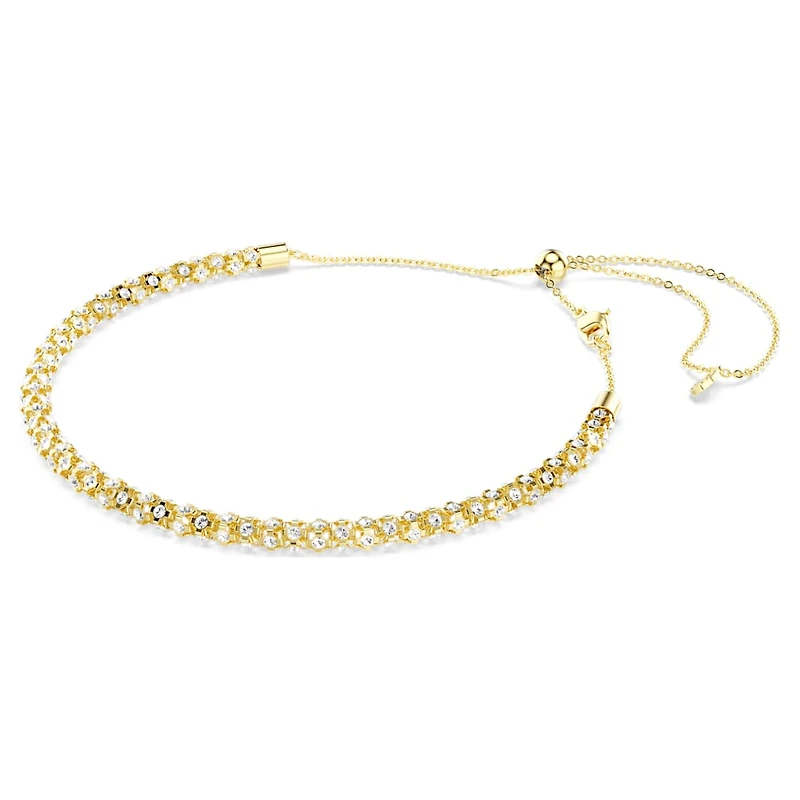 Dextera necklace, Round cut, White, Gold-tone finish by SWAROVSKI