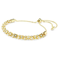 Dextera bracelet, Round cut, White, Gold-tone finish by SWAROVSKI