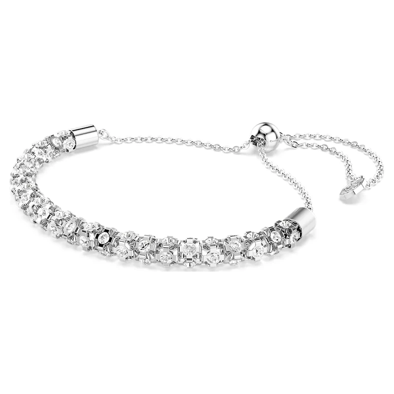 Dextera bracelet, Round cut, White, Stainless steel by SWAROVSKI