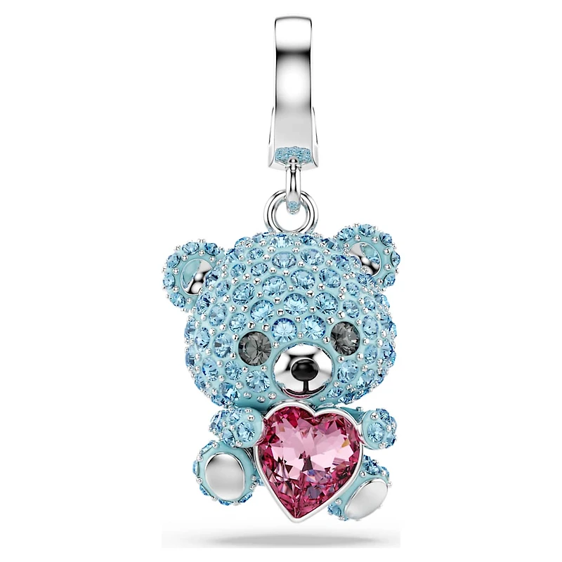Idyllia charm, Mixed cuts, Teddy, Blue, Rhodium plated by SWAROVSKI