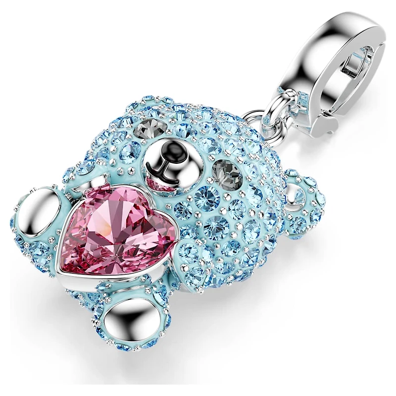 Idyllia charm, Mixed cuts, Teddy, Blue, Rhodium plated by SWAROVSKI