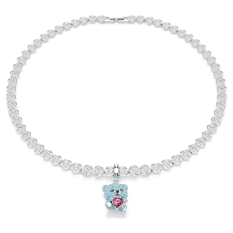Idyllia charm, Mixed cuts, Teddy, Blue, Rhodium plated by SWAROVSKI