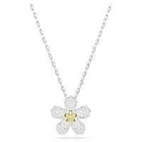 Tough pendant, Pavé, Flower, White, Mixed metal finish by SWAROVSKI