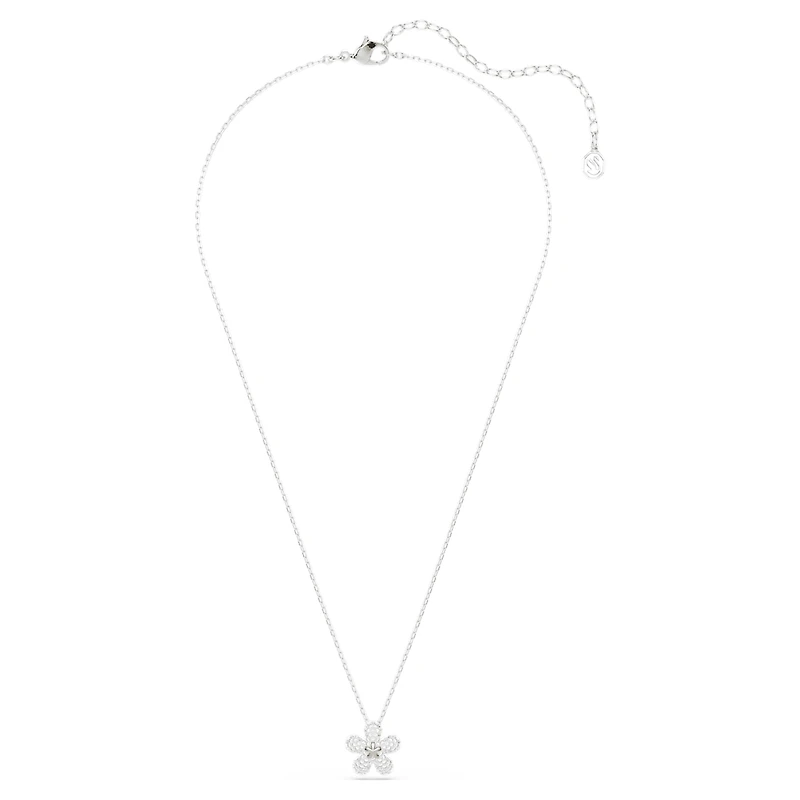 Tough pendant, Pavé, Flower, White, Mixed metal finish by SWAROVSKI