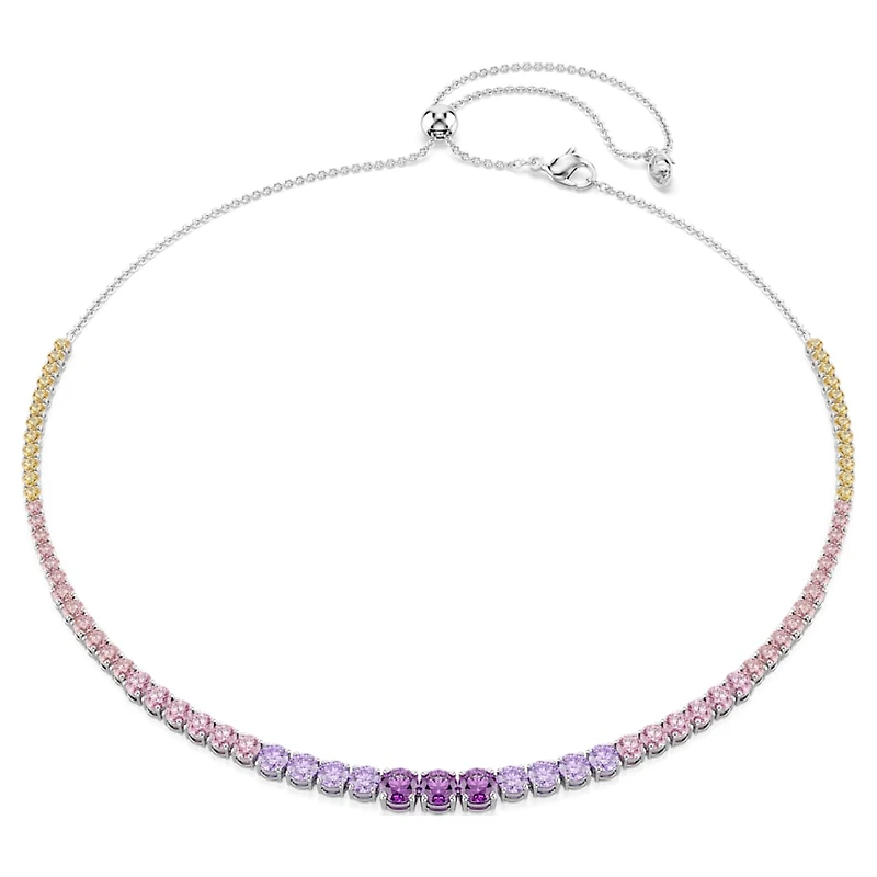 Matrix necklace, Gradient of round cuts, Multicoloured, Rhodium plated by SWAROVSKI