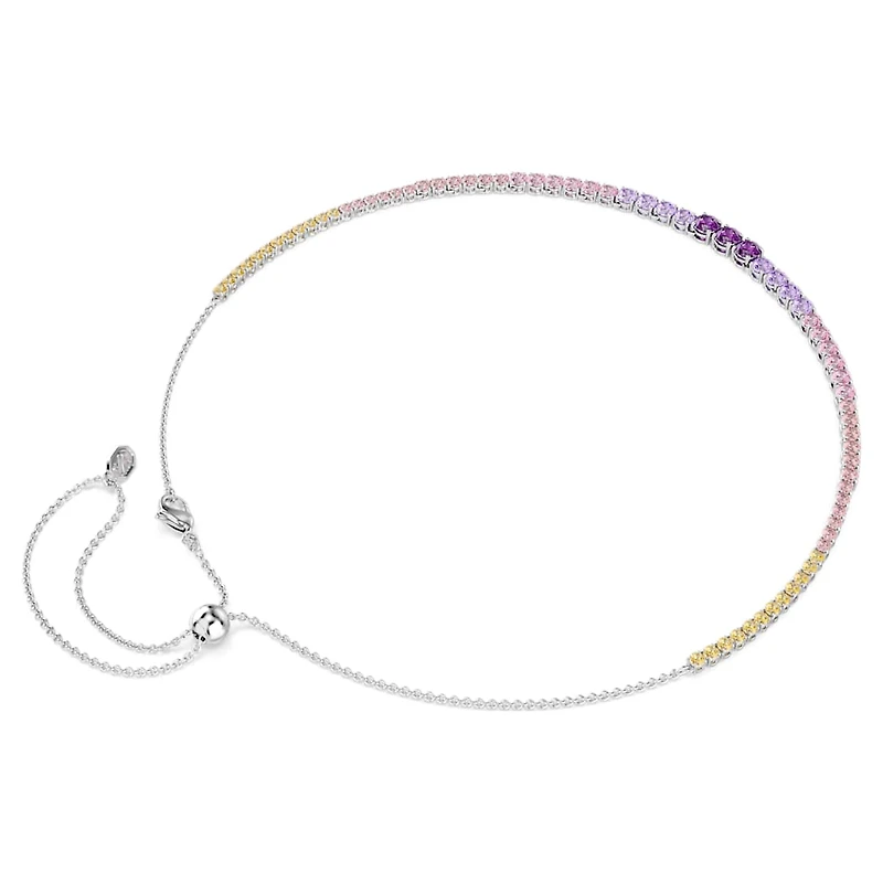 Matrix necklace, Gradient of round cuts, Multicoloured, Rhodium plated by SWAROVSKI