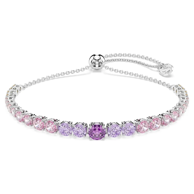 Matrix bracelet, Gradient of round cuts, Multicoloured, Rhodium plated by SWAROVSKI