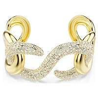 Dextera cuff, Round cut, White, Gold-tone plated by SWAROVSKI