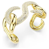 Dextera cuff, Round cut, White, Gold-tone plated by SWAROVSKI