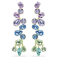 Gema drop earrings, Mixed cuts, Chandelier, Long, Multicoloured, Gold-tone plated by SWAROVSKI