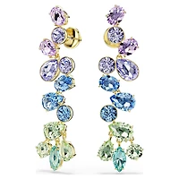 Gema drop earrings, Mixed cuts, Chandelier, Long, Multicoloured, Gold-tone plated by SWAROVSKI