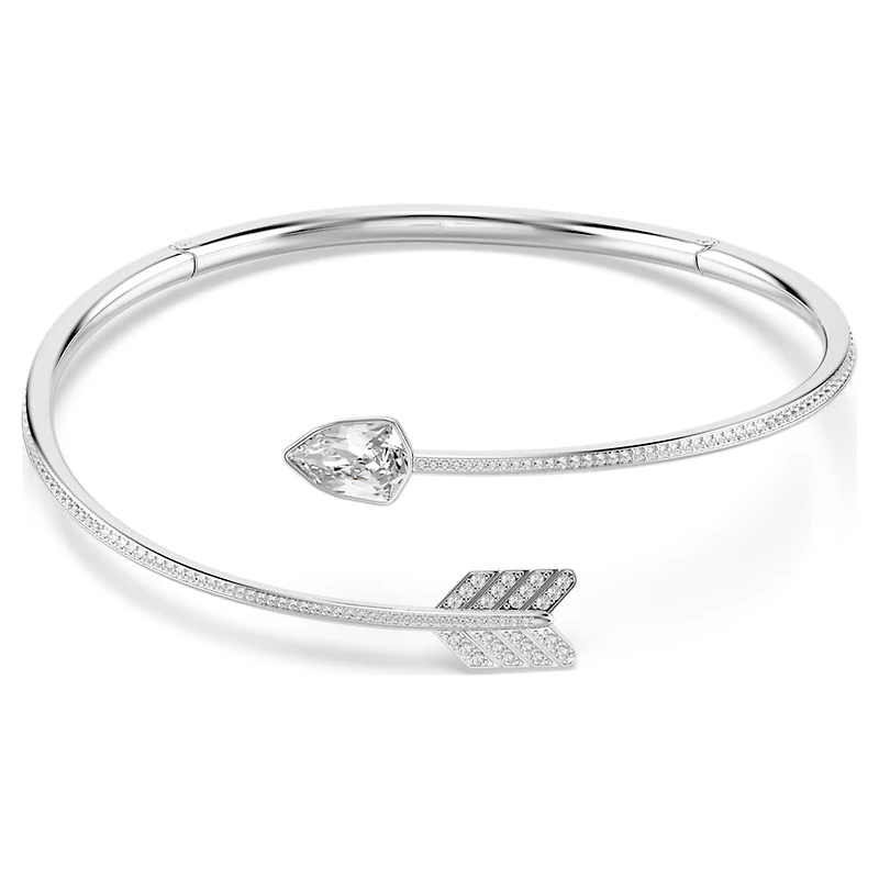 Idyllia choker, Mixed cuts, Arrow, White, Rhodium plated by SWAROVSKI