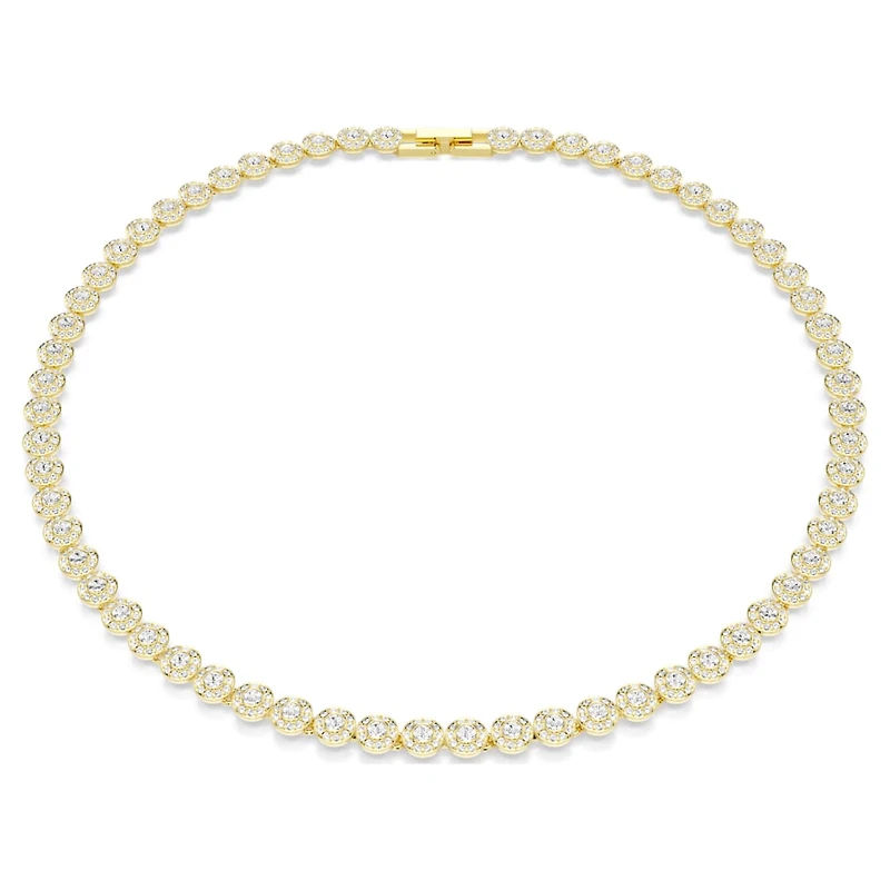 Una Angelic necklace, Round cut, Small, White, Gold-tone plated by SWAROVSKI