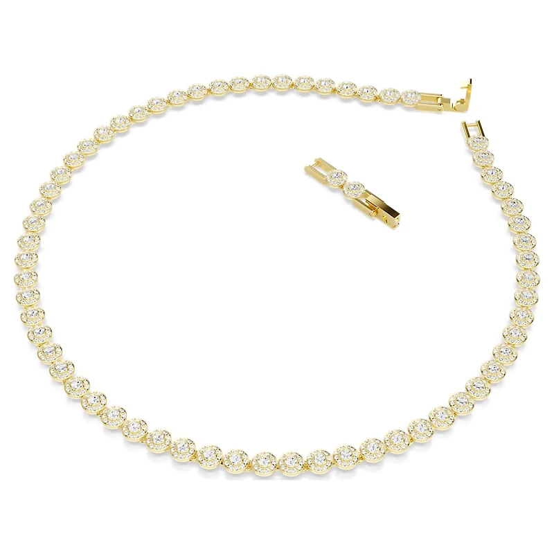 Una Angelic necklace, Round cut, Small, White, Gold-tone plated by SWAROVSKI