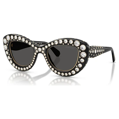 Sunglasses, Cat-Eye shape, SK6060, Silver Tone by SWAROVSKI