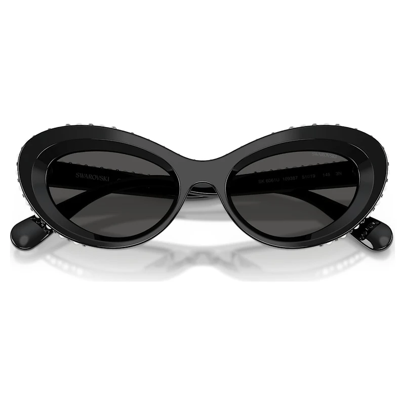 Sunglasses, Cat-eye shape, SK6061U, Black by SWAROVSKI