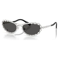 Sunglasses, Oval shape, 2 in 1 clip-on, SK7044, Silver Tone by SWAROVSKI