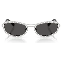 Sunglasses, Oval shape, 2 in 1 clip-on, SK7044, Silver Tone by SWAROVSKI