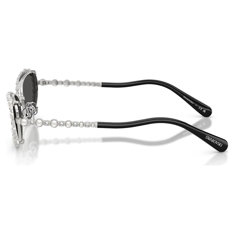 Sunglasses, Oval shape, 2 in 1 clip-on, SK7044, Silver Tone by SWAROVSKI