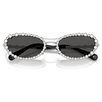 Sunglasses, Oval shape, 2 in 1 clip-on, SK7044, Silver tone by SWAROVSKI