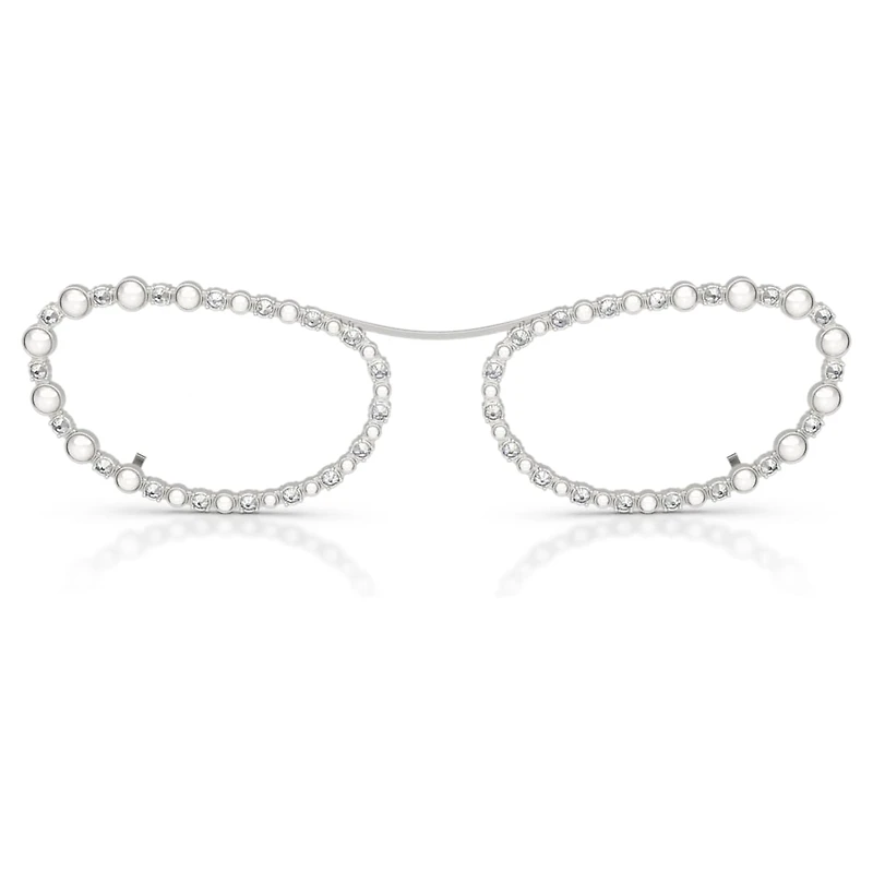 Sunglasses, Oval shape, 2 in 1 clip-on, SK7044, Silver Tone by SWAROVSKI